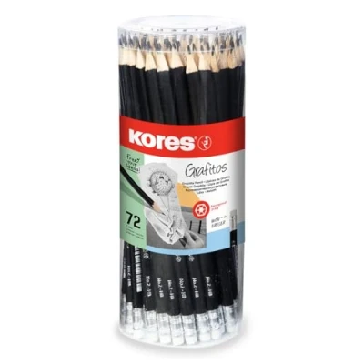 Image of Kores Grafitos: HB Graphite Pencils for Kids and Adults with Soft Lead Eraser Tip, Hexagonal Shape, School Office Supplies Writing, Drawing Sketching, Pack of 72