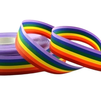 Image of 5 Metres x 25mm Rainbow/Pride Grosgrain Ribbon for Gift Wrapping, Decoration, Party etc