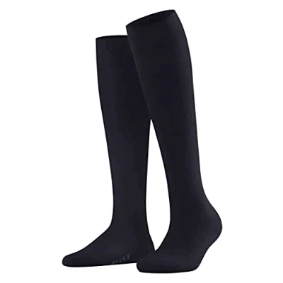 Image of FALKE Women&#039;s Family W KH Sustainable Cotton Long Plain 1 Pair Knee High Socks, Blue (Dark Navy 6379) new eco friendly, 2.5 5