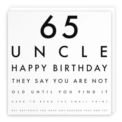 Image of Hunts England Uncle 65th Funny Birthday Card 65 Happy Fun Letters Collection