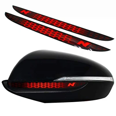 Image of DS013 Decorative Wing Mirror Sticker Digital Print Honeycomb Neon Red