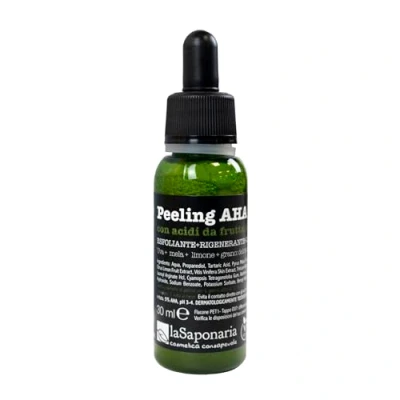 Image of La Saponaria AHA Peel Serum, Exfoliating, Deep Cleansing, Blemishes, Anti Ageing, Dull Skin, Skin Renewal, Natural, All Types, Vegan, Cruelty Free, Recycled Packaging, Organic, 30ml