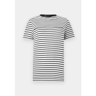 Image of Selected Femme Slfmyessential O NECK TEE Print Tshirt, Women&#039;s, Size: 12, Black/bright white