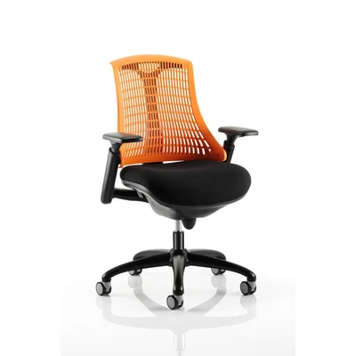 Image of Flex Task Operator Chair Black Frame Fabric Seat Orange Back