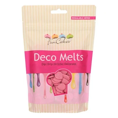Image of FunCakes Deco Melts Pink Dip, Drip, Drizzle and Decorate Melt in The Microwave Pour Every Shape Make Candy, Drip Cakes, Lollipops Cookies Cupcakes AZO Free 250 g