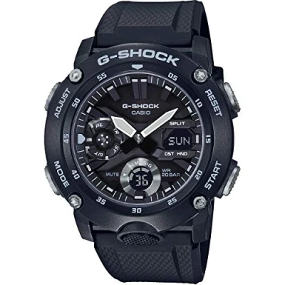 Image of Casio Unisex 49.00mm Quartz Watch with Black Analogue Digital dial and Rubber Strap GA 2000S 1AER