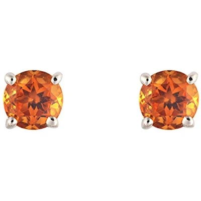 Image of Ivy Gems 9ct White Gold Small Four Claw Citrine Stud Earrings