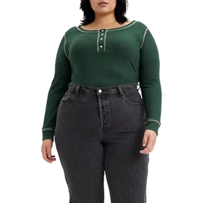 Image of Levi&#039;s Women&#039;s Plus Size Sierra Henley , Darkest Spruce, 2XL