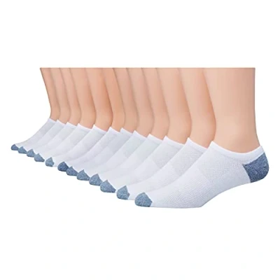 Image of Hanes Men&#039;s, X Temp Lightweight Socks, Low Cut and No Show, 12 Pack Casual, White/Opulent Garden, 37.5 46 EU (Pack of 12)