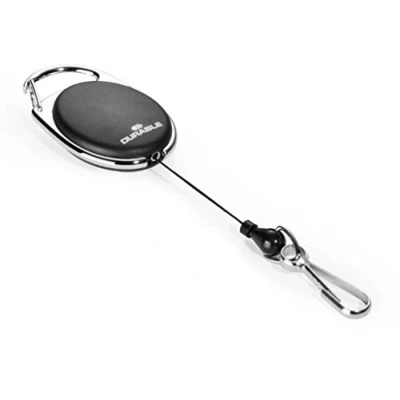 Image of Durable Badge Reel STYLE in Black with Spring Clip Pack of 1 Perfect for Securely Holding Name Badges, Security Passes, Key Fobs, etc.