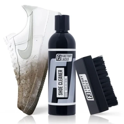 Image of FACTORY LACED Shoe Cleaner Kit Includes: All Natural 8 Oz. Cleaner, Brush &amp; Microfiber Towel Sneaker for: Canvas, Mesh, Suede, Leather, and MORE!