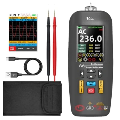 Image of BSIDE O1X Digital Oscilloscope Multimeter TRMS with Flexible Rogowski Coil Connector, Handheld 10Mhz 48MSa/S Colour LCD Data Transfer Rechargeable Voltmeter Ammeter Capacitance Meter