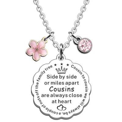 Image of JMIMO Cousin Gifts Necklace for Women Girls Side By Or Miles Apart Cousins Are Always Close At Heart