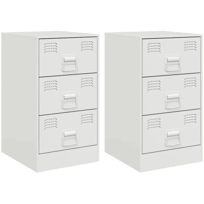 Image of vidaXL Bedside Cabinets 2 pcs White 34.5x39x62 cm Steel