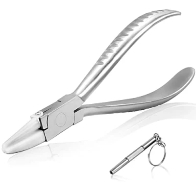 Image of SPEEDWOX Stainless Steel Half Round Plier 6 Inch &amp; Flat Nose Nylon Jaw Eyeglasses Frame Pliers Repairing Adjusting Arms Leg with Eyeglass Screwdriver