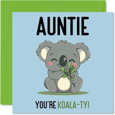 Image of Birthday Cards for Auntie Koala Ty Funny Happy Card Aunty from Nephew Niece, Aunt Gifts, 145mm x Joke Greeting Women Her