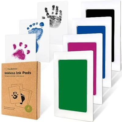 Image of 4 Pack Inkless Hand and Footprint Kit Ink Pad for Baby Footprints Dog Paw Print Kit,Dog Nose Kit, Clean Touch Foot Printing Newborn Handprint