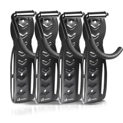 Image of VOUNOT Bike Wall Mount, 4 Pack Heavy Duty Rack Mounted Bicycle Hooks for Garage Vertical Support Hanger Storage MTB or Road Bike, Black