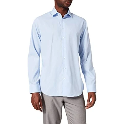 Image of Seidensticker Men&#039;s Dress Shirt Formal Business Tailored Fit Long Sleeve Collar Kent Non Iron Checked