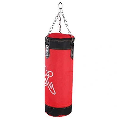 Image of Boxing Training Bag, Empty Hanging Punching Bag Fight Karate Heavy Sand Fitness Target Sport Hook Kick Sandbags with Chains Carabiner for Gym Taekwondo Home(120cm red)