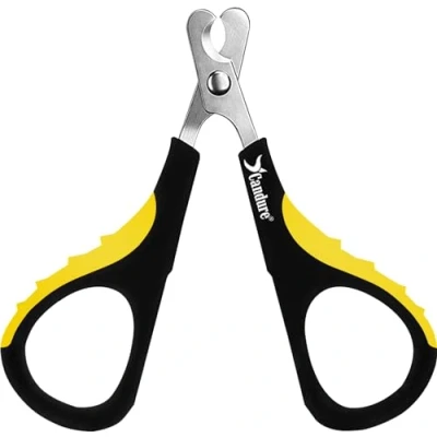Image of Candure Cat Nail Clippers Stainless Steel Claw Trimmers for Rabbits, Guinea Pigs, Birds, Puppies, Kittens and Small Animals Pet Clipper Professional Home Use 3.5&quot; Yellow