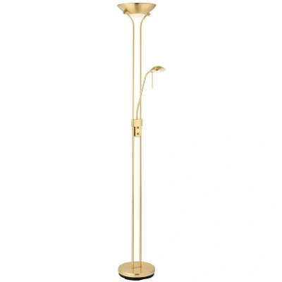 Image of Rome Mother and Child Floor Lamp Satin Brass, Opal Glass, G9