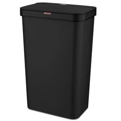 Image of Tower T838005B Rectangular Sensor Bin with Fingerprint Proof Coated Exterior, Plastic, 50 L, Black