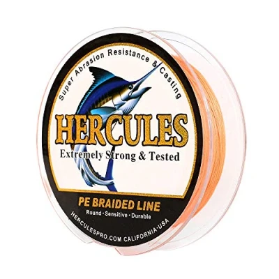 Image of Hercules Super Cast 100M 109 Yards Braided Fishing Line 10 LB Test for Saltwater Freshwater PE Braid Fish Lines Superline 8 Strands Orange, 10LB (4.5KG), 0.12MM