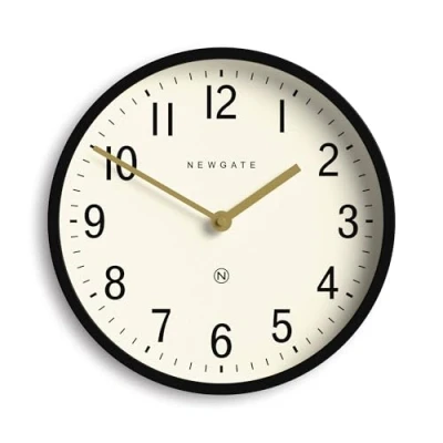 Image of NEWGATE® Master Edwards Wall Clock Kitchen Living Room Office Round Retro Designer Stylish Home Décor Mid Century Modern (Black)