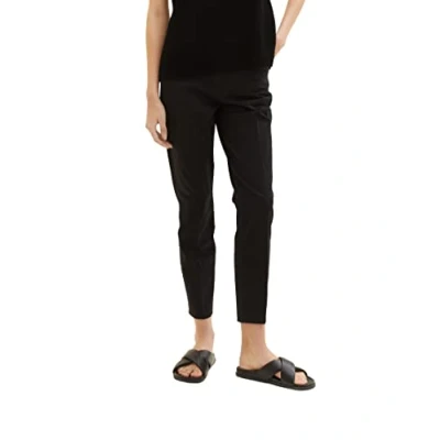 Image of TOM TAILOR Women&#039;s 1037500 Mia Slim Fit Basic Fabric Trousers, 14482 Deep Black, 34W x 30L