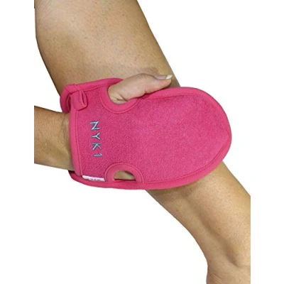 Image of Dead Skin Exfoliating Mitt Deep Pore Cleansing Glove (Pink, Large) At Home Microdermabrasion Remover For Body Natural Plant Fibre Shower Gloves Women And Men