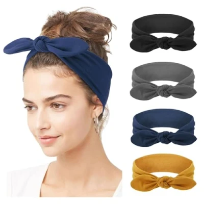 Image of DRESHOW 4 Pack Women Headbands Headwraps Hair Bands Bows Accessories