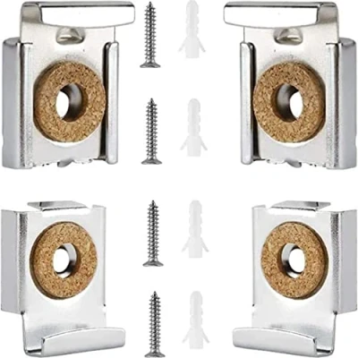 Image of 4pcs Spring Loaded Mirror Hanger Clips Set Unframed Mount with Rawl Plugs and Screws