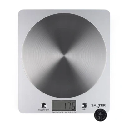 Image of Salter 1036 SVSSDR Disc Digital Kitchen Scale Electronic Food Scale, Add &amp; Weigh Multiple Ingredients, 5kg Capacity, Aquatronic For Measuring Liquids, Easy Read LCD Display, Includes Battery