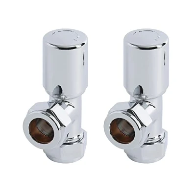 Image of Milano Modern Pair of 15mm Chrome Angled Heated Towel Rail Radiator Valves