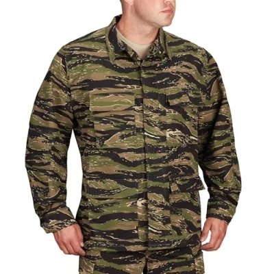 Image of Propper Men&#039;s Uniform Ripstop BDU Coat, Asian Tiger Stripe, 60% Polyester, 40% Cotton, S