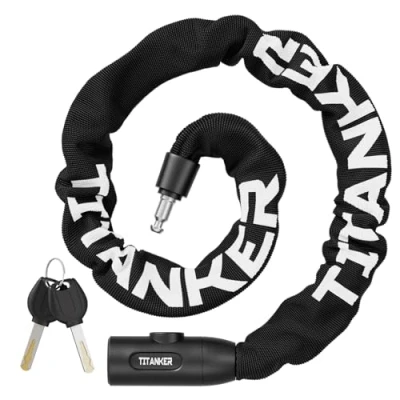 Image of Titanker Bike Chain Lock, Heavy Duty Bicycle High Security Cycling Locks with 2 Keys, Anti Theft Lock for Motorcycle, Bicycle, Door, Gate, Fence, Grill (920mm x 6mm)