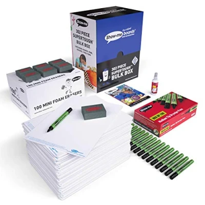 Image of Show Me Supertough A4 Plain Drywipe Board 302 Piece Bulk Box