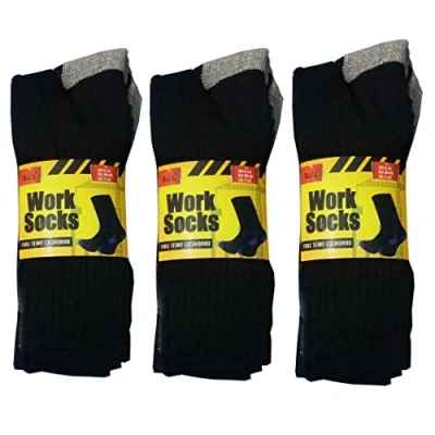 Image of 12 Pairs Men&#039;s Work Socks Re inforced heel &amp; Toe Assorted Size 6 11 UK