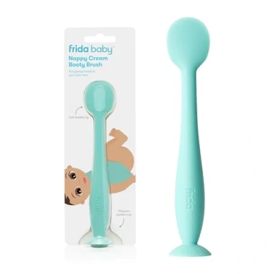 Image of Frida Baby Nappy Cream Booty Brush 100% Silicone Spatula, Diaper Rash Ointment and Butt Paste Applicator with Suction Base, Bag Essential