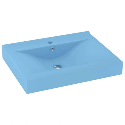 Image of vidaXL Luxury Basin with Faucet Hole Matt Light Blue 60x46 cm Ceramic