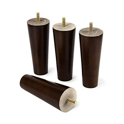 Image of JIAOLUN123 4 Pieces Furniture Feet Wood Table Legs Solid Replacement Straight Cone for Sofa Bed Cabinet Chair Couch M10 Thread,Walnut(18cm)