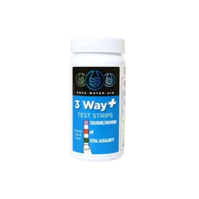 Image of RockWaterAir 3 Way Plus test strips (Free Chlorine, Bromine, pH &amp; Total Alkalinity) for Hot Tub and Swimming Pools 50 chemical dip
