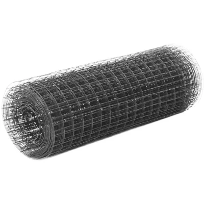 Image of vidaXL Chicken Wire Fence Steel with PVC Coating 25x0.5 m Grey