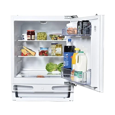 Image of Statesman BU60LF4E Integrated Under Counter Larder Fridge 133 Litre, Recessed Salad Crisper, 2 Adjustable Shelves, Reversible Door, Feet, 60 cm Wide, White