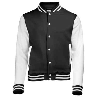 Image of AWDis Unisex Varsity Jacket (L) (Jet Black/White)