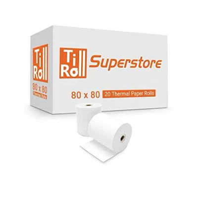 Image of 80 x Thermal Till Roll Epos Receipt Paper 5 Box 100 Rolls 12.7mm Core 80x78 Fit Bixolon SRP 350 Plus (Pack of 1 Rolls)