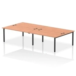 Image of Impulse Bench B2B 4 Person 1600 Black Frame Office Desk Beech