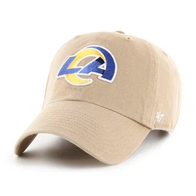 Image of 47 NFL Los Angeles Rams Clean Up Unisex Baseball Cap, Adjustable Buckle Strap, Team Logo, Colour Khaki