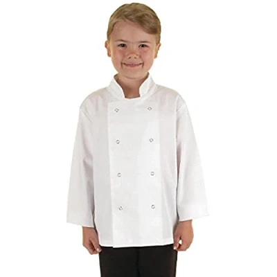 Image of Whites Chefs Apparel Kids Childrens Jacket White Collar Neck Coat Small 5 7yrs